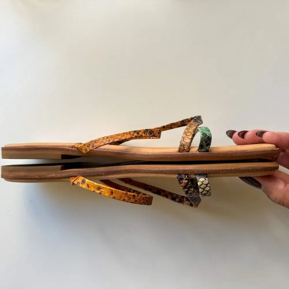 Madewell The Lyra Slide Sandal Snake Embossed Leather Straps Womens Size 8 - Picture 8 of 12